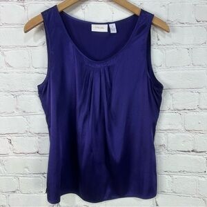 Chicos Shirt Womens 1 Purple Sleeveless Scoop Neck Tank Top Pleated Casual